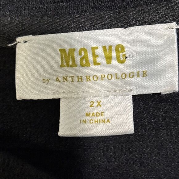 Maeve by Anthropologie Top Women 2X Black Textured Sheer Puff Sleeve Relaxed Fit - Picture 14 of 16